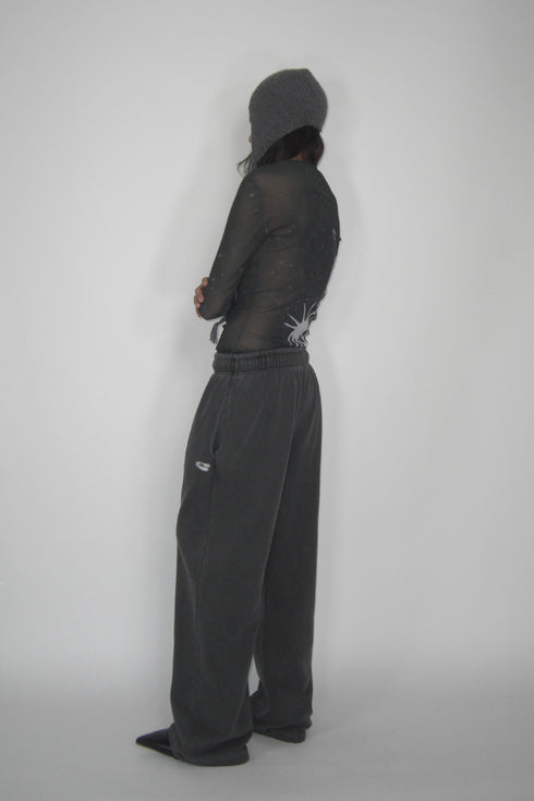 LOGO WASHED SWEAT PANTS -CHARCOAL-